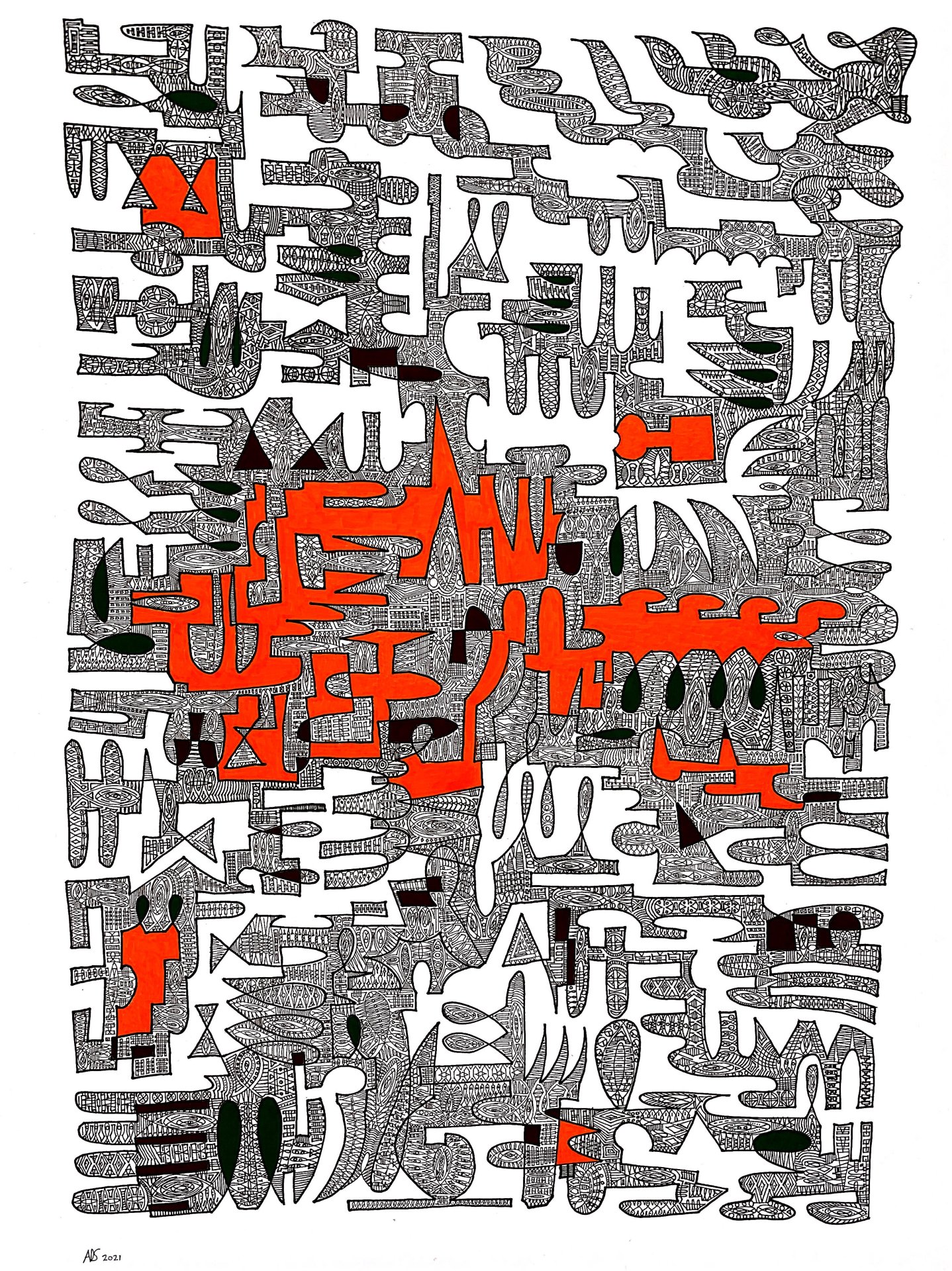 MAZE 2021 A3 Rotring drawing Giclée Artprint
