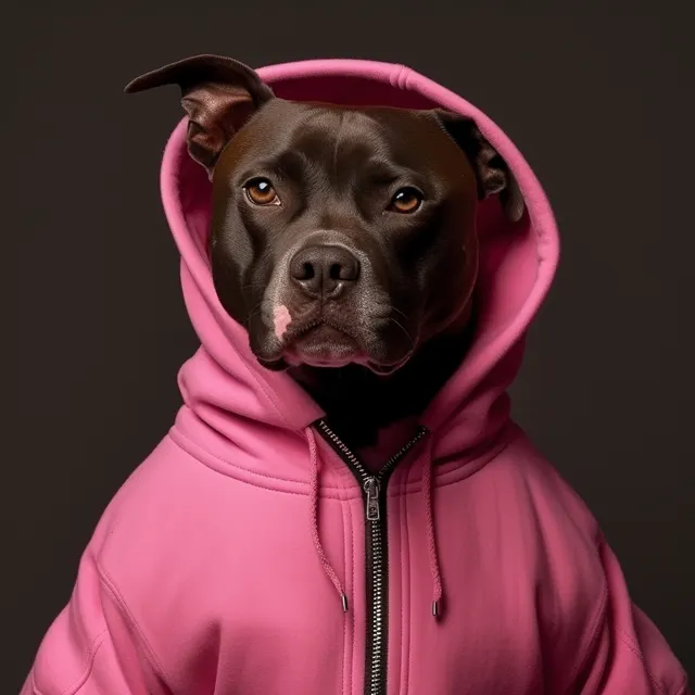 Staffy au hoodie rose