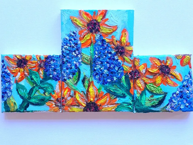 Flora Number 2, a Triptych of Colour and loose form floral Cornucopia