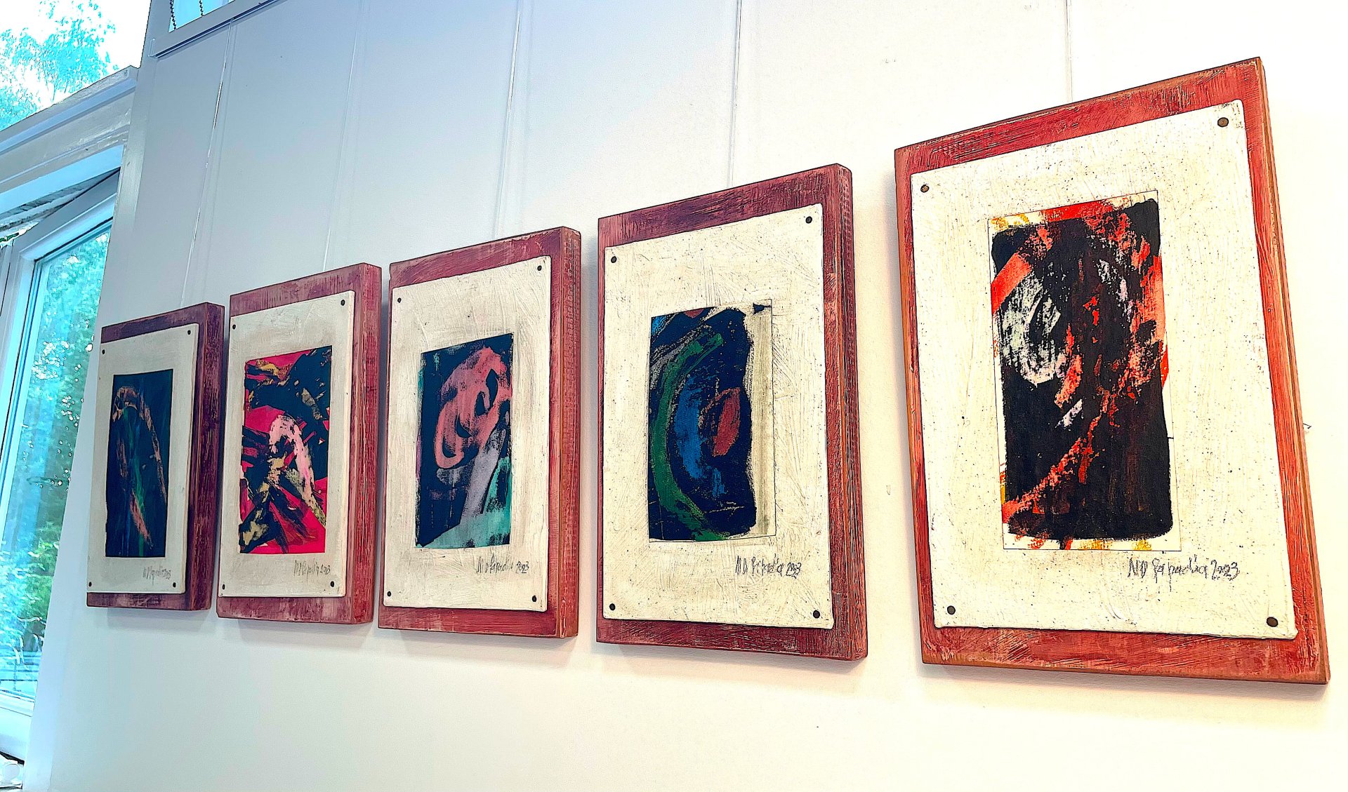 Collage 4 - Monotype on Painted Wood Board