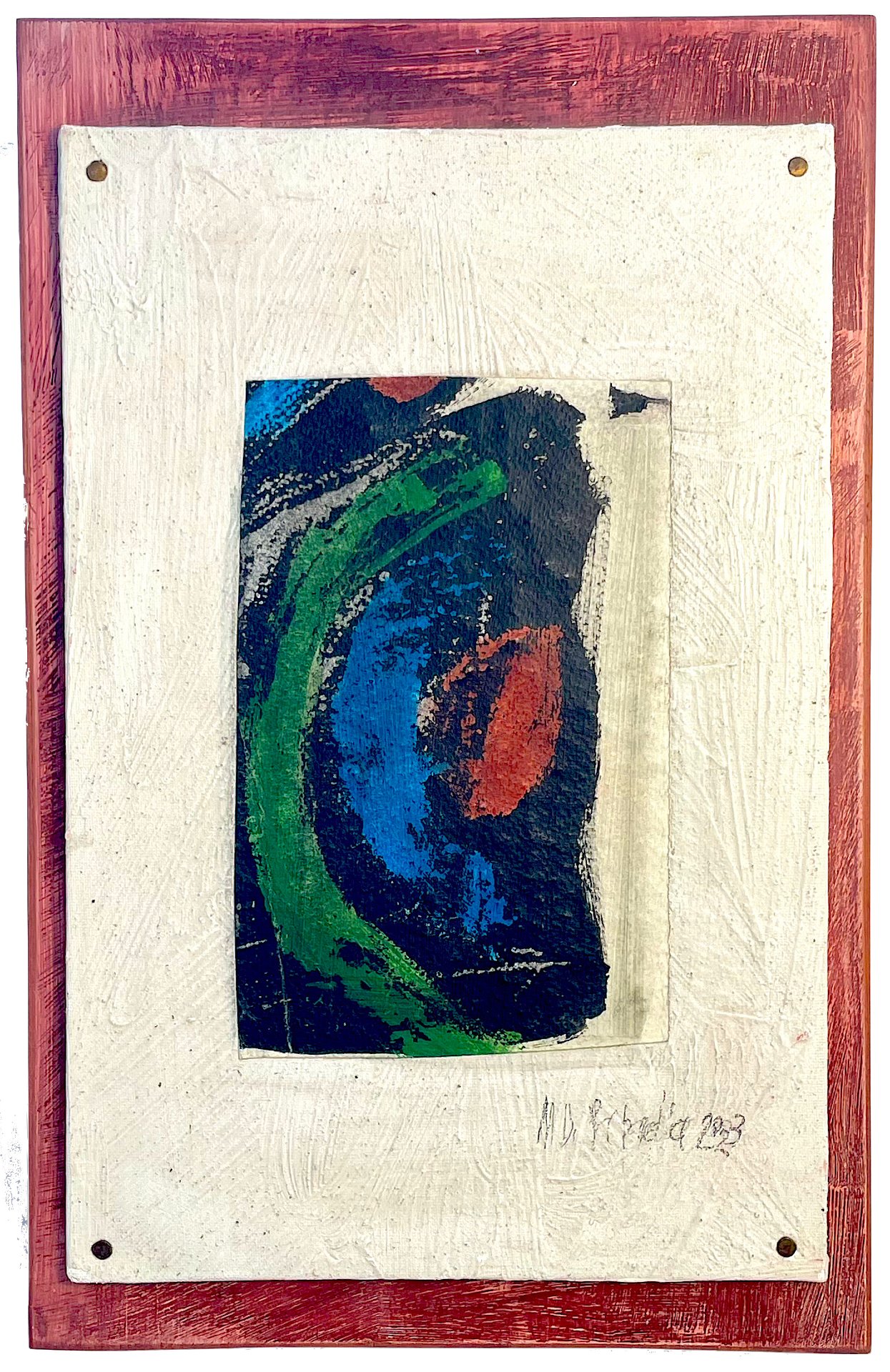 Collage 4 - Monotype on Painted Wood Board