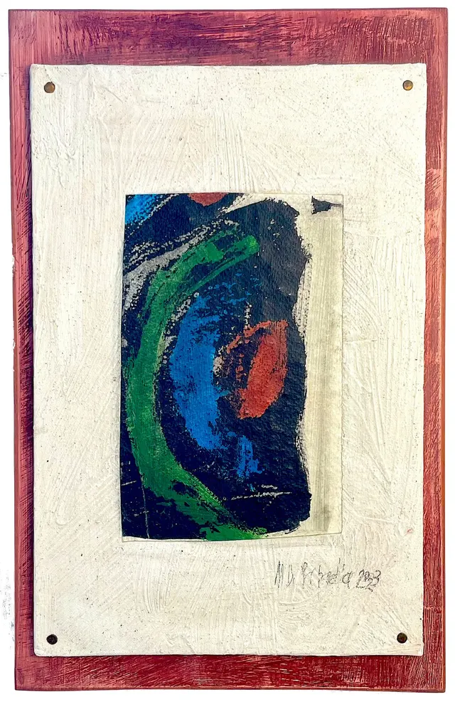 Collage 4 - Monotype on Painted Wood Board