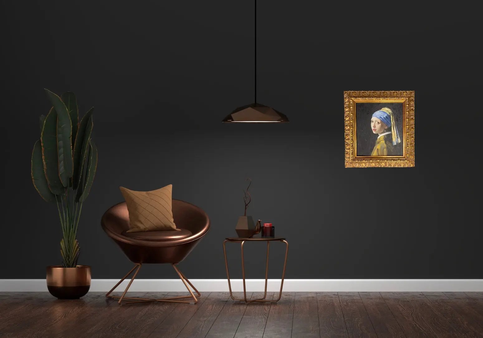 Johannes Vermeer - Girl with a Pearl Earring - Faithful copy of the Vermeer painting as a mural