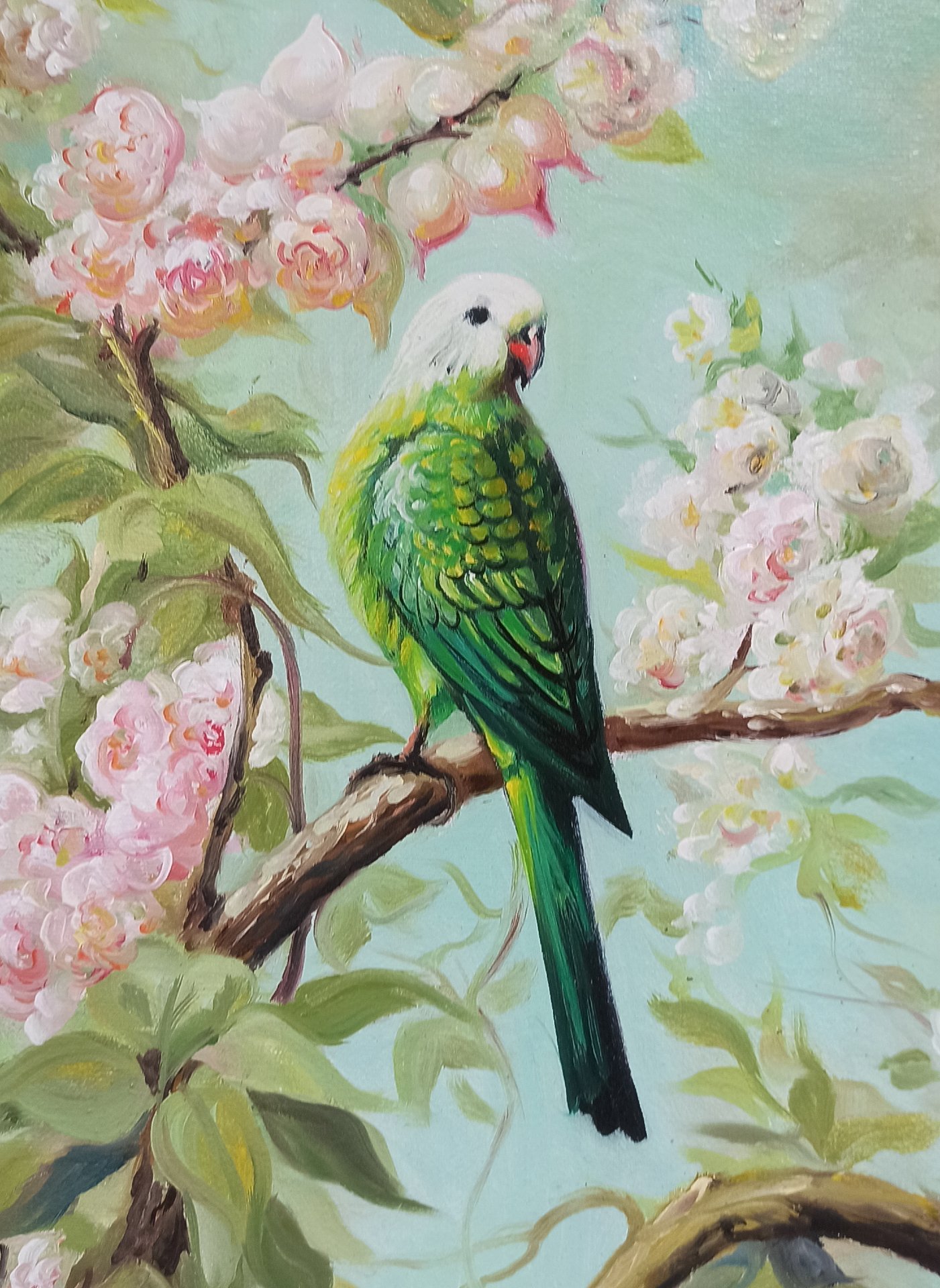 Floral Paradise with Parrot