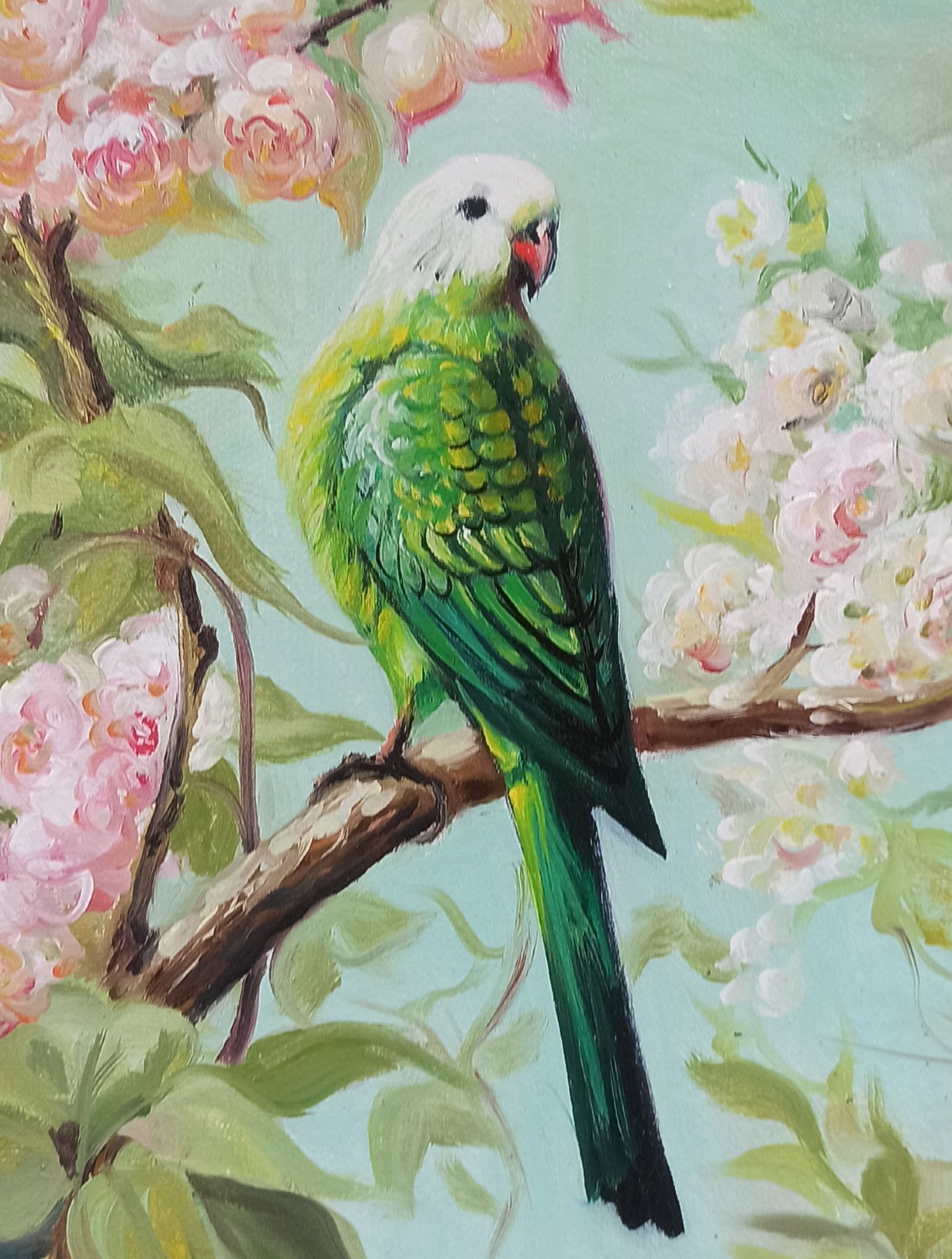 Floral Paradise with Parrot